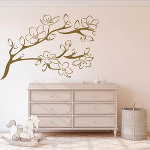 Cherry Blossom Wall Decal, Flowers Wall Art, Cherry Blossom Branch Wall Decor, Plant Wall Decor, Bedroom Home Living Nursery Decoration F151