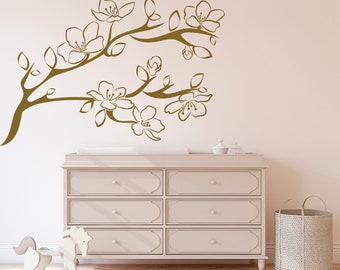 Cherry Blossom Wall Decal, Flowers Wall Art, Cherry Blossom Branch Wall Decor, Plant Wall Decor, Bedroom Home Living Nursery Decoration F151