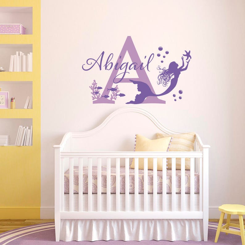 Mermaid Name Wall Decal by Fabwalldecals Personalized Mermaid Etsy