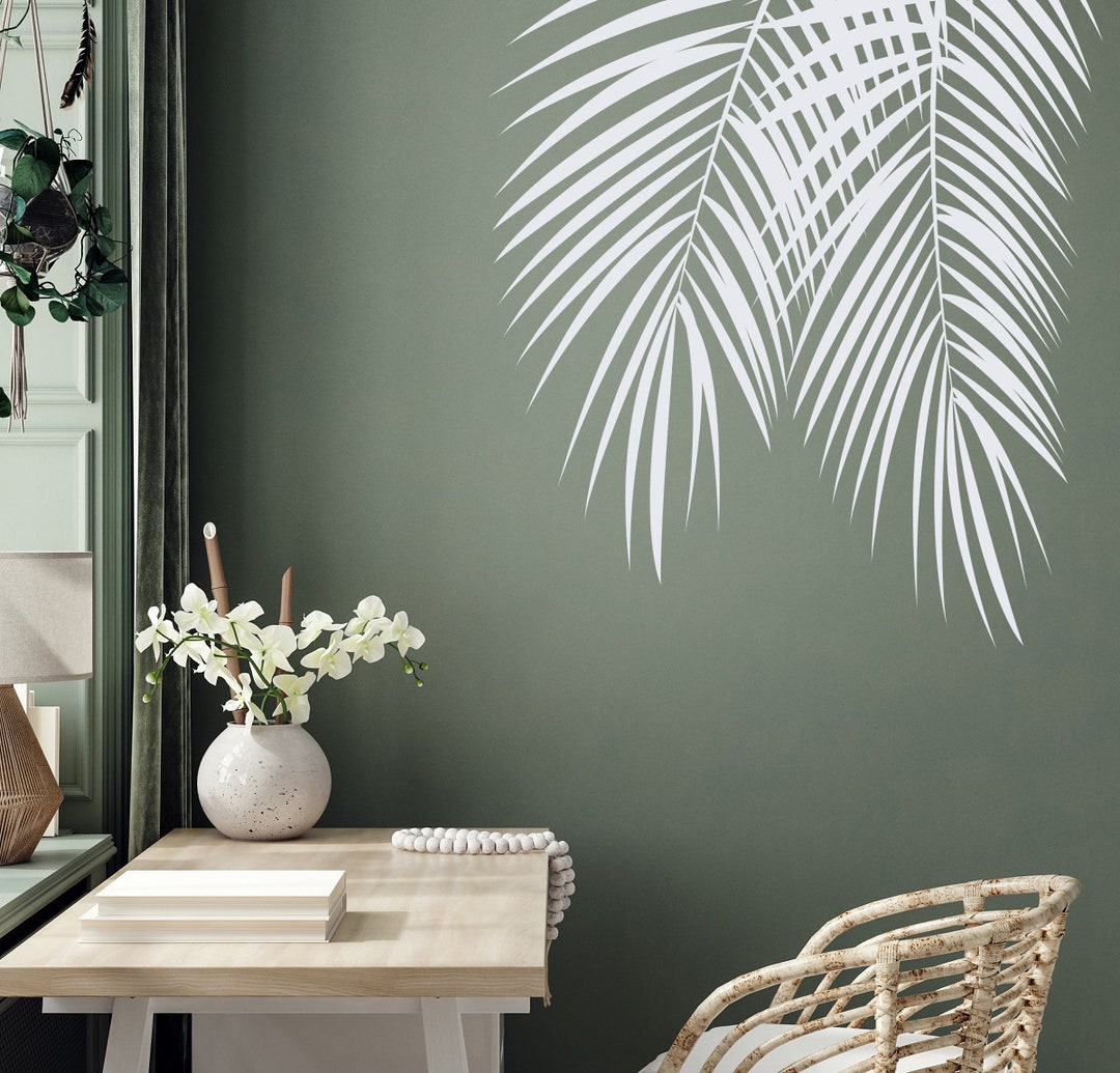 Palm Tree Leaves Wall Sticker, Tropical Leaves Wall Decal, Palm Leaf ...