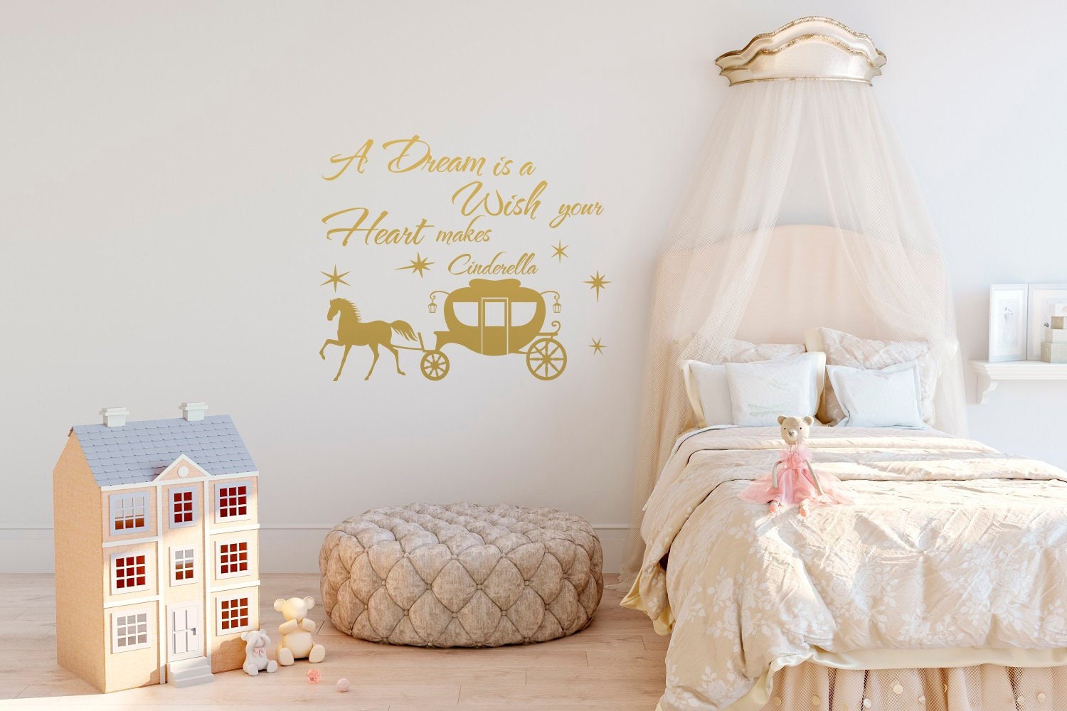 Cinderella Wall Decal E A Dream Is Wish Your Heart Makes Decals Vinyl Stickers Nursery Girls Bedroom Art Home Decor Q086