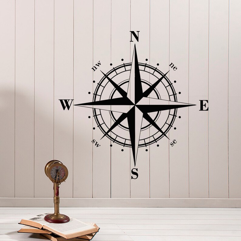Nautical Compass Rose Wall Decal North South West East Bedroom Decor Vinyl For Living Room Nursery C046