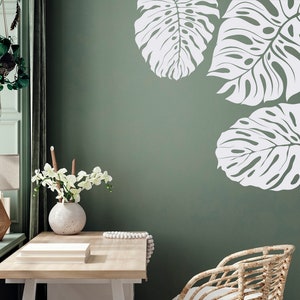 Monstera Leaves Wall Decal, Tropical Leaves Vinyl Stickers, Palm Leafs Decals, Monstera Decor, Hawaiian Wall Art, Nature Wall Decor F141