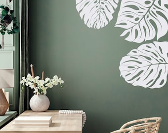 Monstera Leaves Wall Decal, Tropical Leaves Vinyl Stickers, Palm Leafs Decals, Monstera Decor, Hawaiian Wall Art, Nature Wall Decor F141