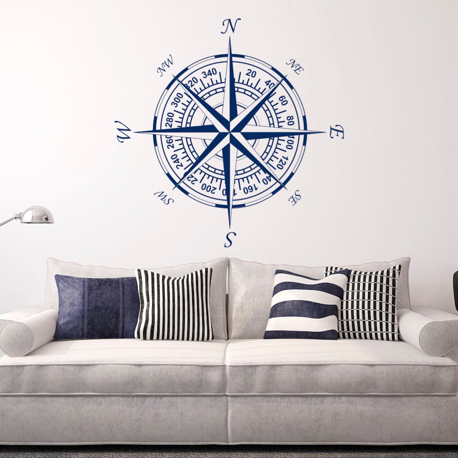 Compass Wall Decal Vinyl Stickers Nautical Decor Nautical Etsy Australia