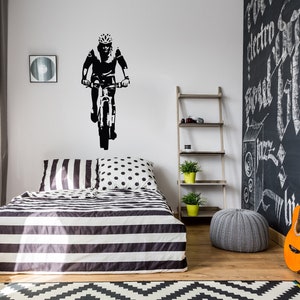 Cyclist Wall Decal: Bicycle Wall Art, Removable Vinyl Sticker for Garage F37