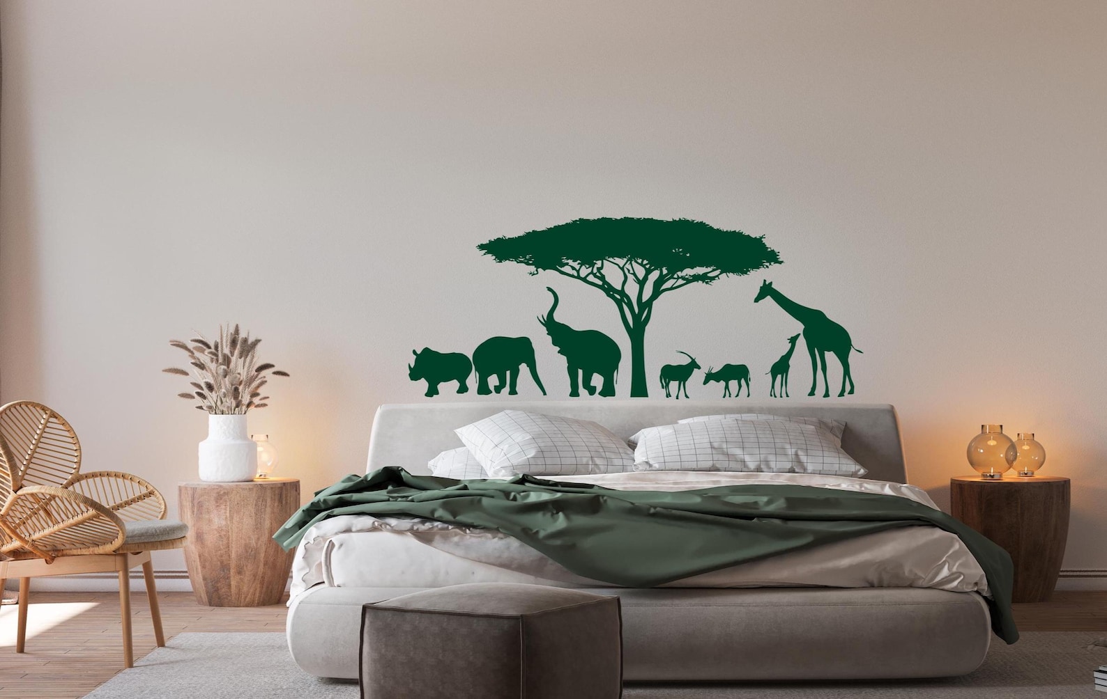 Safari Animal Wall Decal: African Savanna Jungle Scene - Large Nursery ...