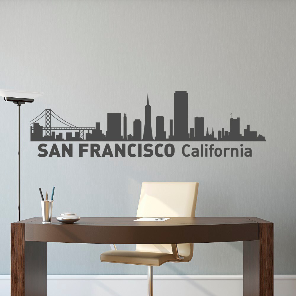Wandtattoo San Francisco Stadt Skyline Silhouette Aufkleber Wand Tattoo #2085 Wandtattoo San Francisco Stadt Skyline Silhouette Aufkleber Wand Tattoo #2085
