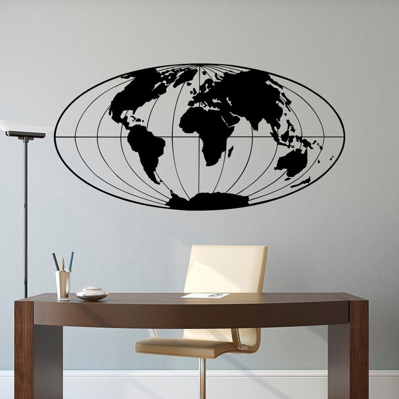 world map wall decal world map decal planet earth | etsy
