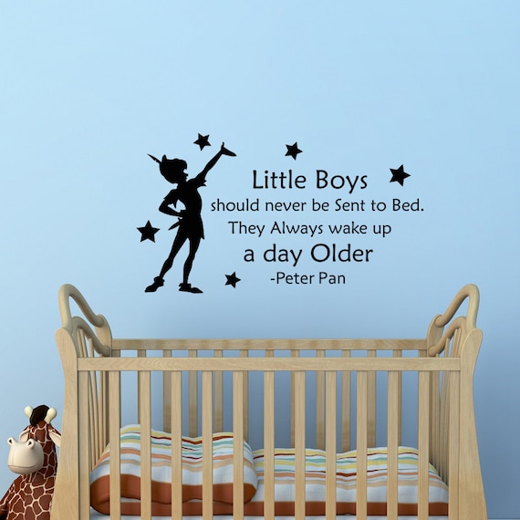peter pan wall decal quote little boys should never be sent to | etsy