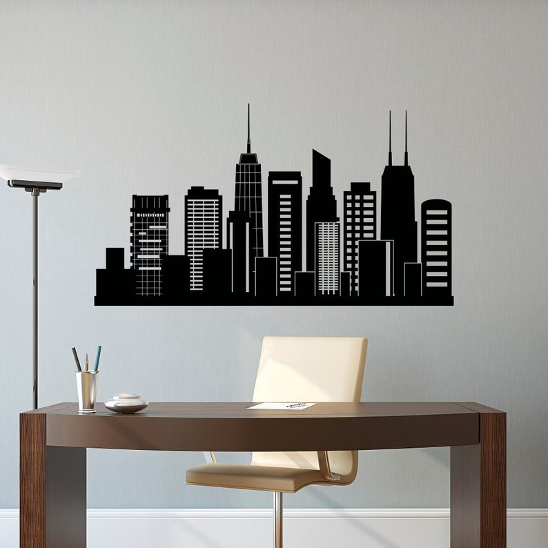 Chicago Skyline Wall Decal City Silhouette Illinois Office Business College Dorm Living Room Art Home Decor C127 - Skyline Wall Decal Chicago Skyline Wall Decal City Silhouette Illinois Office Business College Dorm Living Room Art Home Decor C127 - Skyline Wall Decal