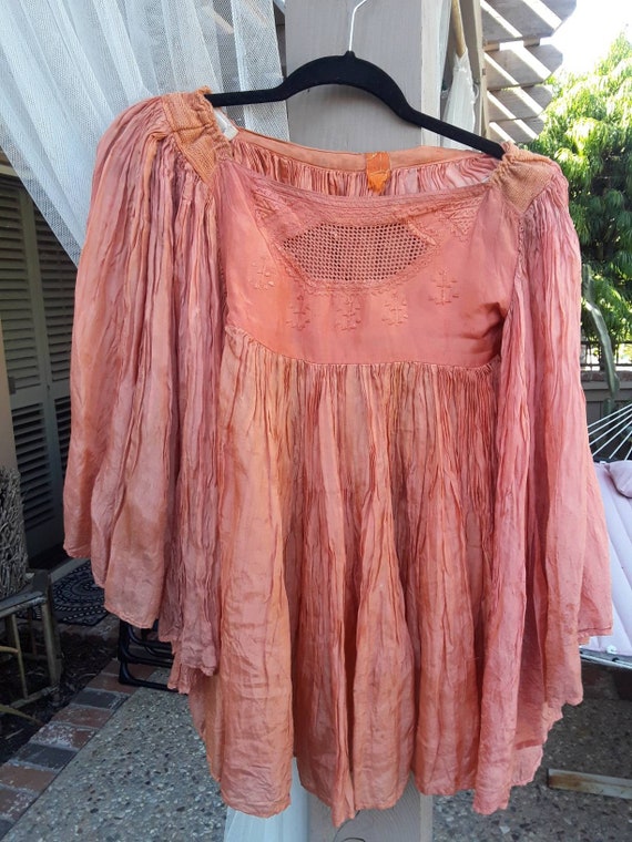 ANTIQUE Gauze FLAPPER BLOUSE w Angel Wing Sleeves