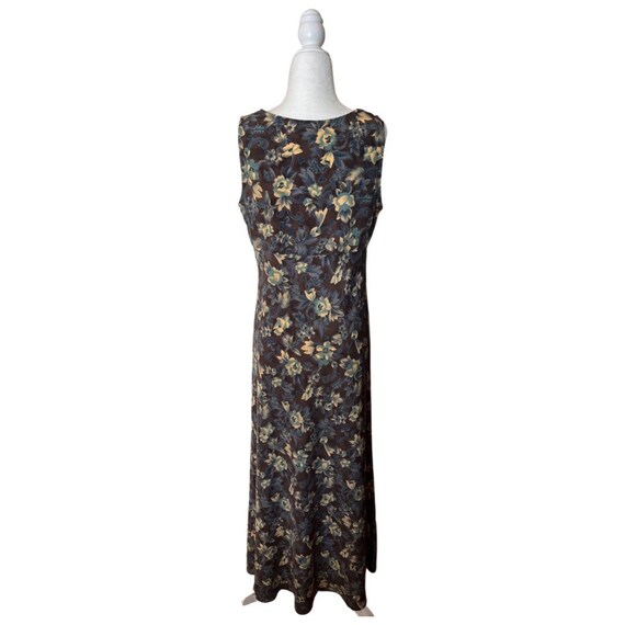 1990s Maurices Brown and Blue Floral Maxi Dress - image 4