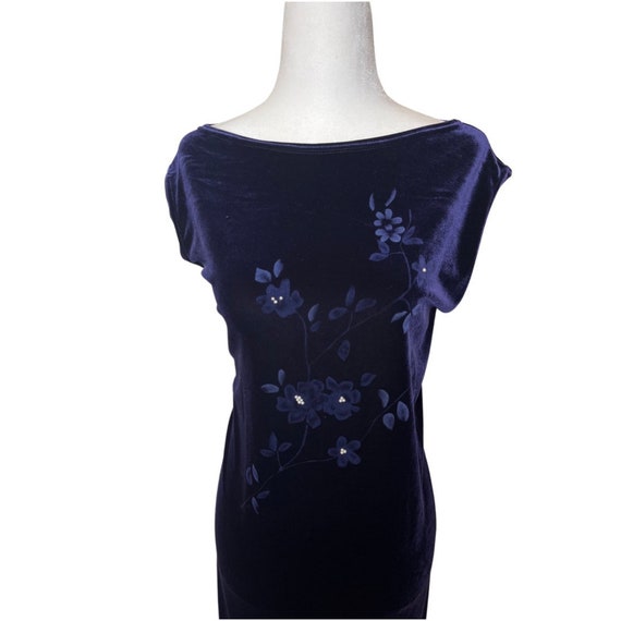 1990s Dark Purple Velvet Maxi Dress - image 2