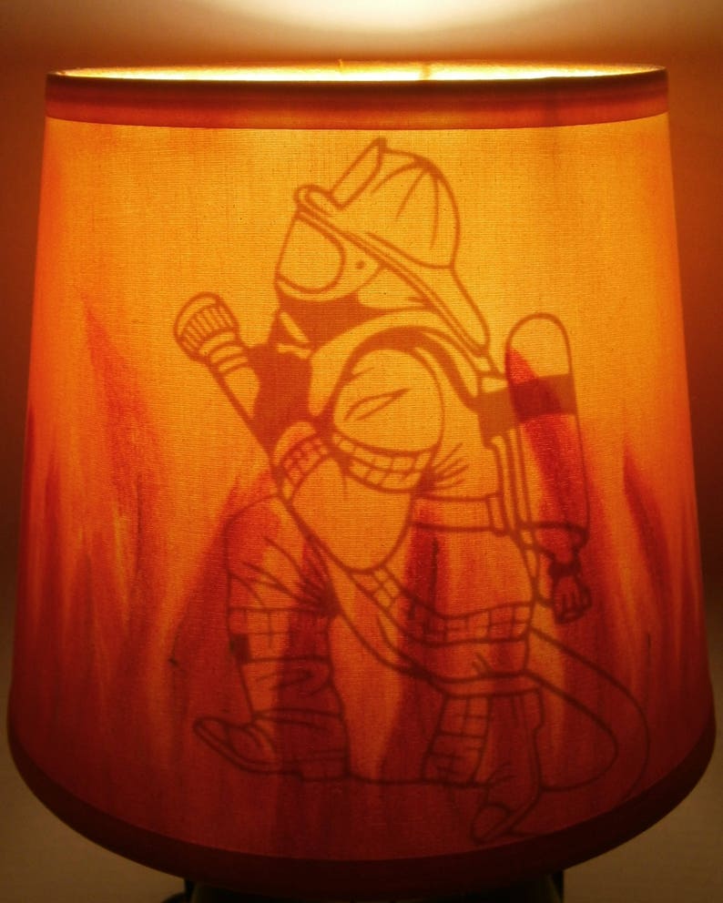 Painted Firefighter Lampshade