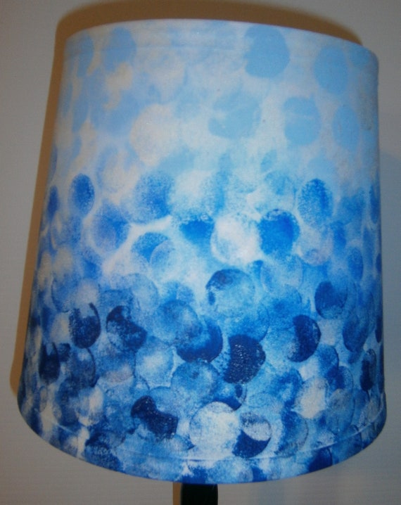 Blue Polka Dot Ombre Hand Painted Lamp Shade Blue Polka Dot Ombre Hand Painted Lamp, Light Blue Polka Dot Lamp Shade