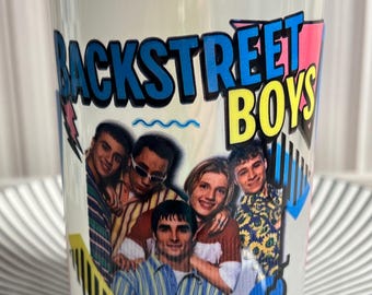 Backstreet Boys Frosted Glass Tumbler: 90s Boyband Cup with Bamboo Lid
