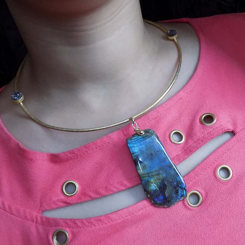 Gold plated choker,gemstone choker,labradorite gemstone choker necklace,druzy gemstone choker,stylish choker