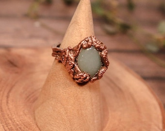 Green Aventurine Underworld Electroformed Ring