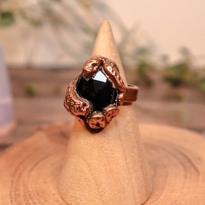 Hades Obsidian Serpent Electroformed Ring