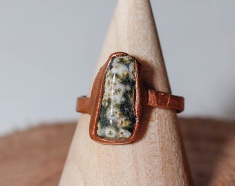 Ocean Jasper Electroformed Ring in Copper
