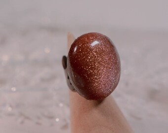 Goldstone Goddess Electroformed Copper Ring