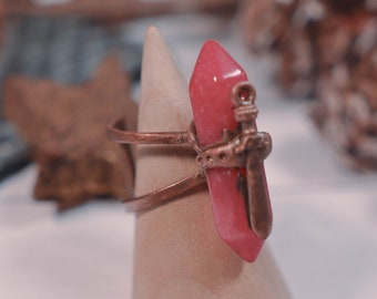 Red Jasper Fantasy Sword Electroformed Copper Ring