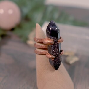 Blue Goldstone Electroformed Copper Ring
