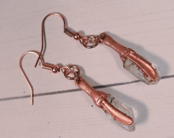 Clear Quartz Warrior's Knife Electroformed Earrings