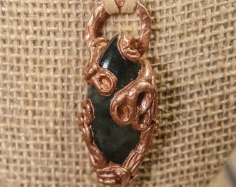 Woodland Moss Agate Electroformed Necklace