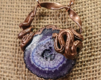 Woodland Purple Quartz Slice Electroformed Necklace