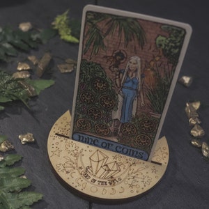 Moon Tarot Card Stand, Tarot Card of the Day, Card Holder, Witchcraft Divination Tools, Tarot Accessories, Altar Sacred Space Decor
