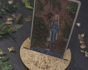 Moon Tarot Card Stand, Tarot Card of the Day, Card Holder, Witchcraft Divination Tools, Tarot Accessories, Altar Sacred Space Decor