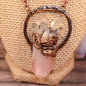 Persephone Inspired Rose Quartz Snake Necklace