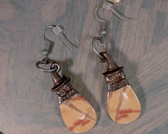 Maligano Jasper Witch Hat Electroformed Copper Earrings