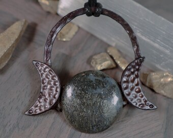 Triple Moon Marcasite Electroformed Copper Necklace