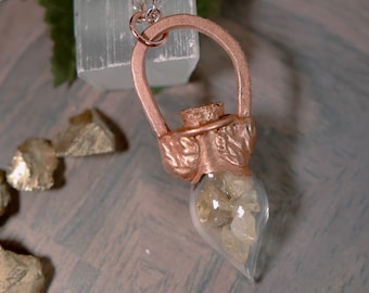 Citrine Crystal Vial Electroformed Copper Necklace