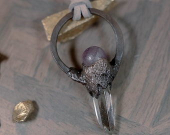 Mystic Amethyst Crystal Ball Electroformed Copper Necklace