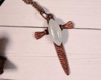 Moonstone Fantasy Sword Electroformed Necklace