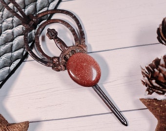 Goldstone Fantasy Sword Electroformed Necklace