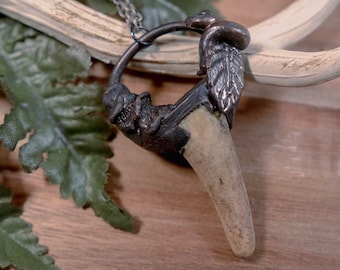 Dark Forest Antler  Electroformed Copper Necklace