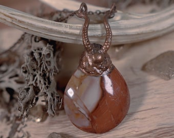 Horned Picture Jasper Electroformed Copper Necklace