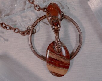 Mookaite Jasper Serenity Goddess Pendant Electroformed Copper Necklace