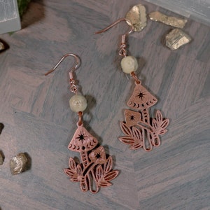 Magical Mushroom Electroformed Copper Earrings