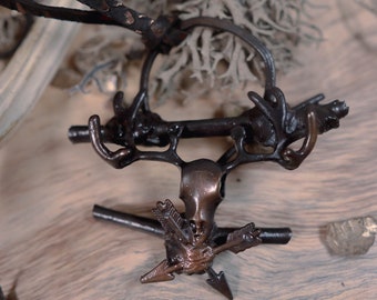 Dark Forest Deer Skull Copper Electroformed Necklace