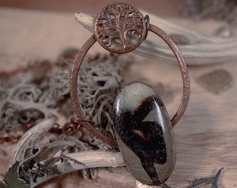 Dark Woodland Septarian Electroformed Copper Necklace