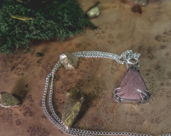 Pink Jasper Dark Academia Sterling Silver Pendant, Gothic Silver Necklace, Fantasy Necklace, Bookish Necklace, Fantasy Bookish Jewelry