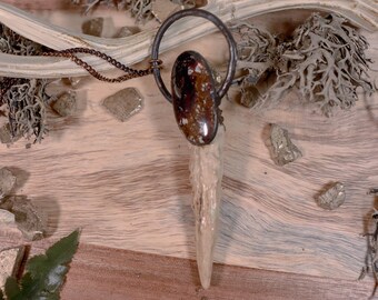 Wildling Magnesite Antler Electroformed Copper Necklace