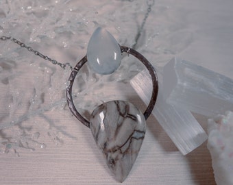 Wave Jasper Goddess Fantasy Electroformed Copper Necklace