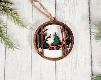 Fox Ornament, Christmas Ornament, 2024 Ornament, Cottagecore Ornament, layered ornament, pet ornament, animal ornament, wooden ornament